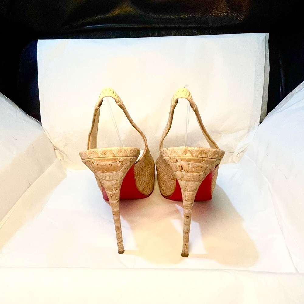 Christian Louboutin Private Number 120 python skin cork Anemone collection 38.5 - Picture 5 of 11